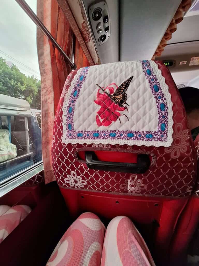 Sitting in a tour bus