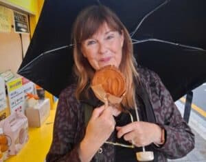 Me eating a cookie in South Korea
