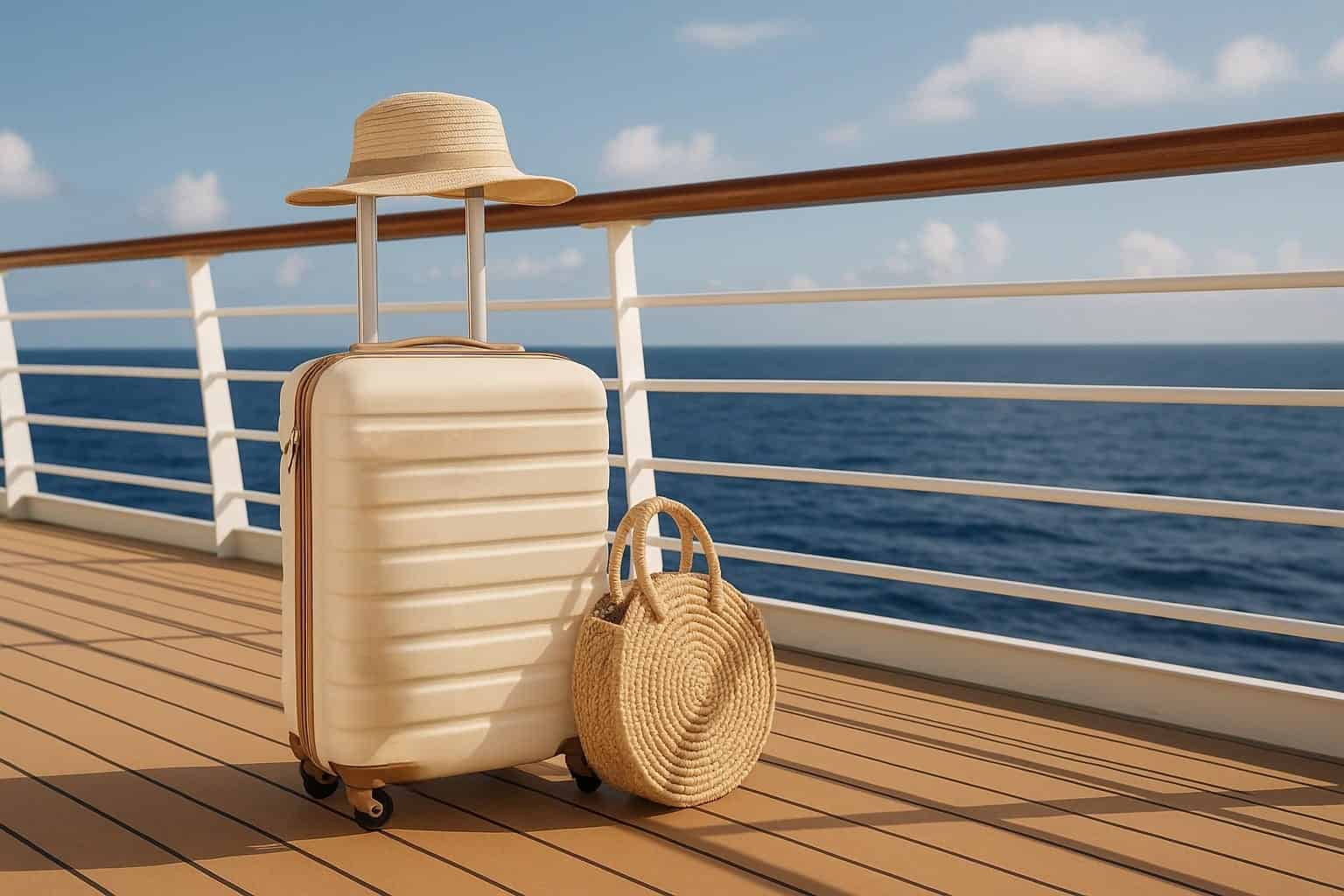 Suitecase on the deck of a cruise ship