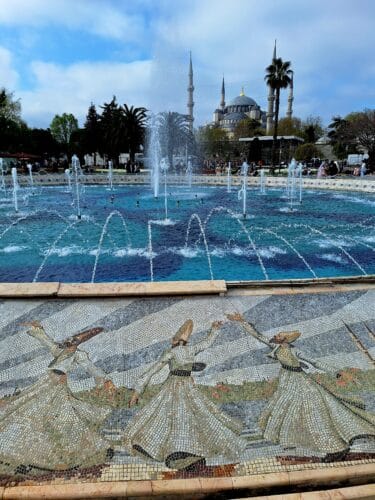 Fountain in the square between blue mosque and Hagia Sophia in Istanbul