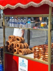 Simit: The Turkish bagel on a street stall in Istanbul