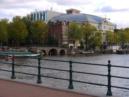 View from a bridge to the theater Carré in Amsterdam