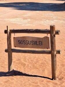 Sign in the desert with Sossusvlei