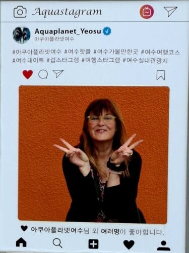 Selfie at an instagram sign in South Korea