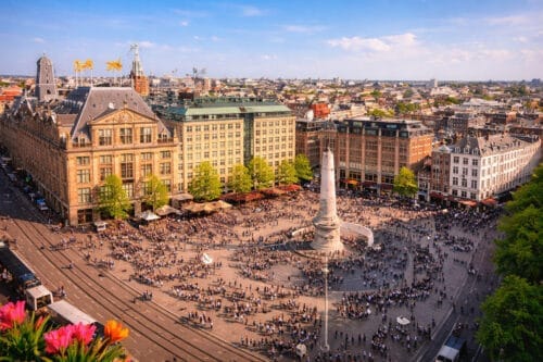 Aereal view of Dam Square - Amsterdam