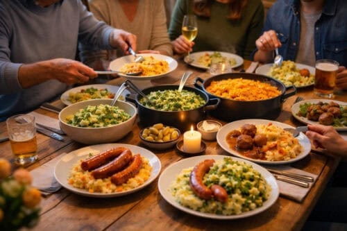 traditional Dutch food on a family dish