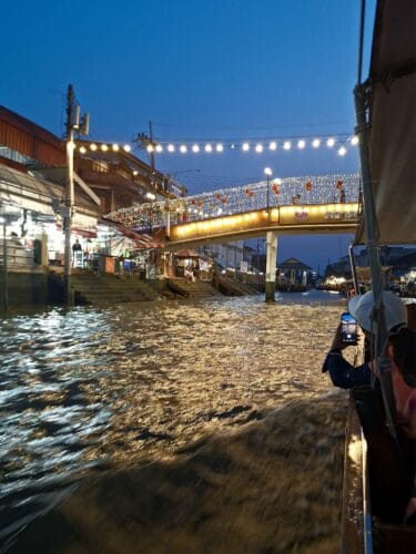 Amphawa at night from a longtail boat