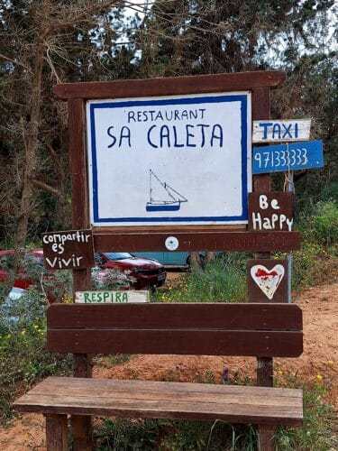Sign of La Caleta in Ibiza