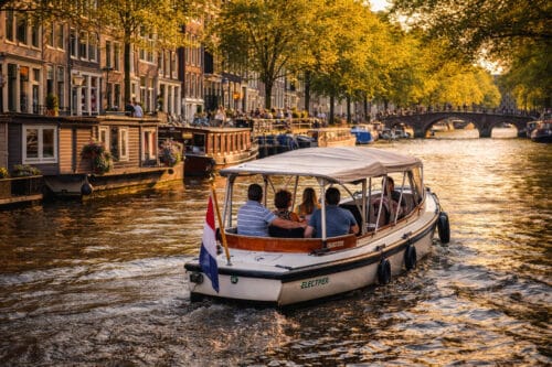 Electrical boat in Amsterdam