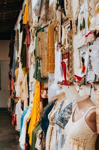market stall with Ibiza clothes