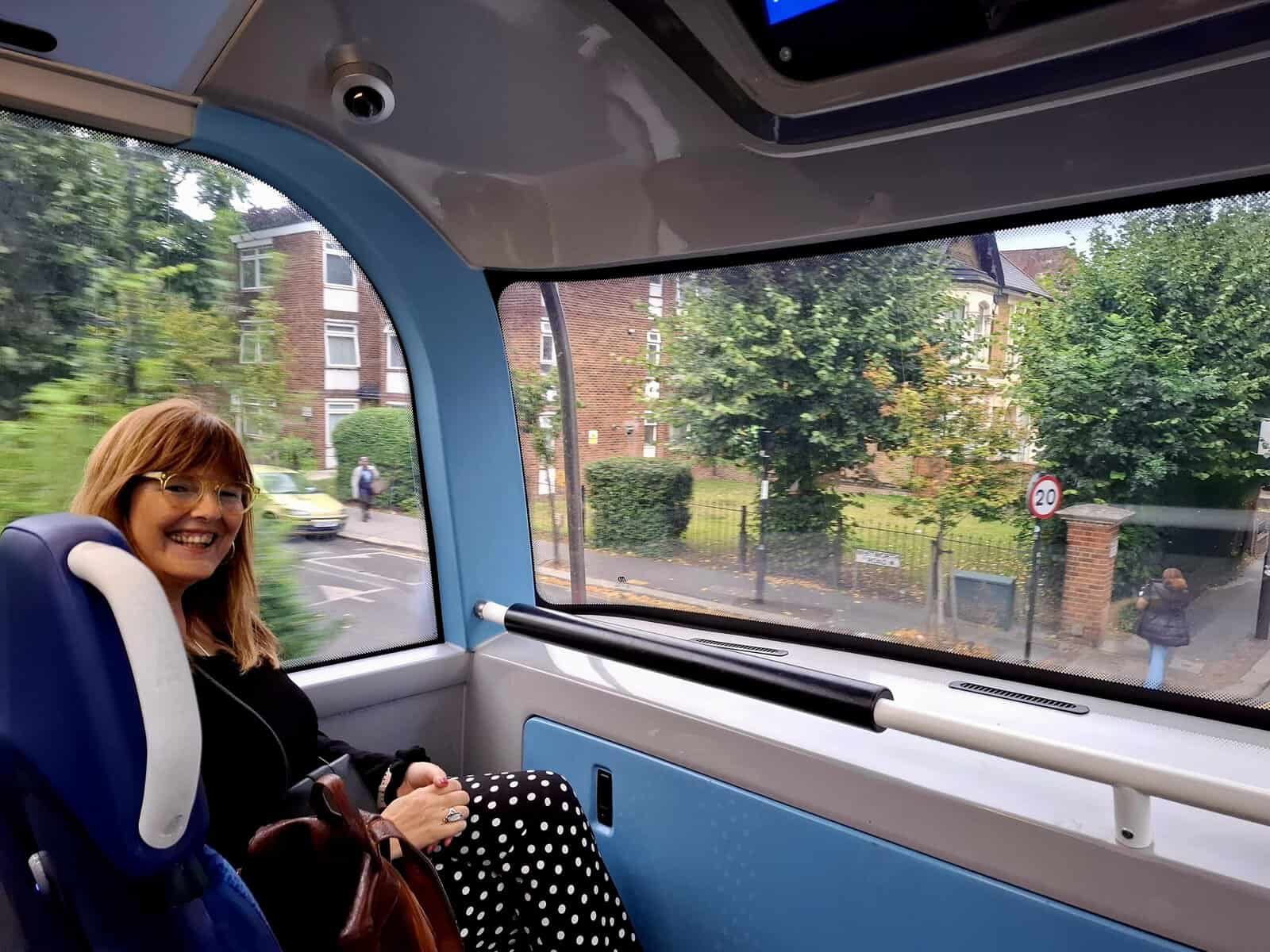 Me sitting in the top section of a London bus